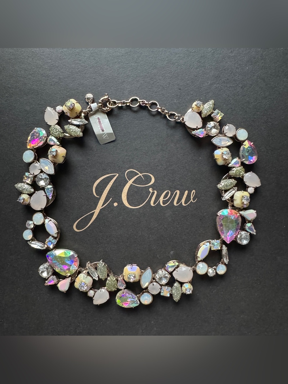 J. Crew Milky Iridescent Crystal Cluster Necklace - Picture 1 of 8
